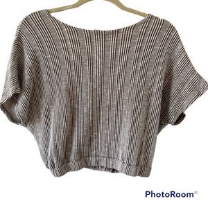 Brown and White Open Back Shirt